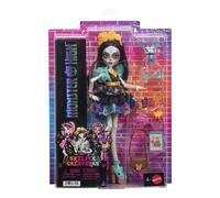 Monster High Doll, Skelita Calaveras in Colorful Papel Picado Dress with Pet Dog Candelita and 7 Accessories like Sketch Book, Snack and Messenger Bag, JHK34