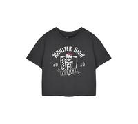 Vanilla Underground Monster High Womens Grey Alumni Cropped Short Sleeved T-Shirt (Small)