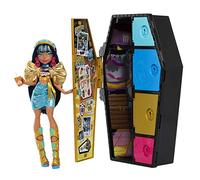 Monster High Doll Age 4+ and Fashion Set, Cleo De Nile with Dress-Up Locker and 19+ Surprises, Skulltimate Secrets, HKY63