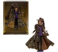 Monster High Doll, Clawdeen Wolf House of Wolf Collectible with Faux Fur Jacquard Coat, Purple Blazer Dress, Pantaboots and Golden Accessories, JDR66
