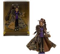Monster High Doll, Clawdeen Wolf House of Wolf Collectible with Faux Fur Jacquard Coat, Purple Blazer Dress, Pantaboots and Golden Accessories, JDR66