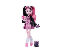 Monster High Draculaura Fashion Doll In Bow Dress With Pet Bat Count Fabulous One Colour