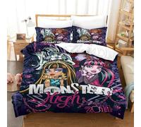 Monster High Duvet Cover Comforter Covers Quilt Cover for Teens And Adults 3D Print Anime Characters Bedding Set with Pillow Cases Soft Microfiber with Zipper Closure 3 Pieces Double（200x200cm）