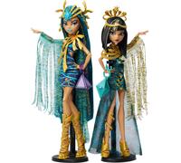Monster High Fashion Doll Set Mummy Majesties Cleo & Nefera De Nile Collectible 2-Pack with Golden Accessories & Premium Clothes
