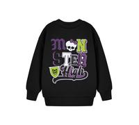 Monster High Girls Black Sweatshirt | Long Sleeve Crew Neck Top Skull | Classic Cartoon Apparel | High School Style Fashion Merch - 5-6 Years