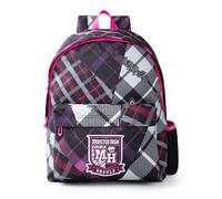 Monster High Girls Black Tartan Patchwork Backpack | Plaid Rucksack with Adjustable Straps, Front Pocket & Mesh Storage | School Bag for Students | School Supplies