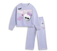Monster High Girls Lavender Fangtastic Sweatshirt and Joggers Set | Long Sleeve Crew Neck Lounge Outfit | Cartoon Merchandise for Play & Leisure Merch - 9-10 Years