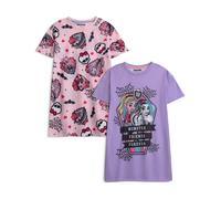 Monster High Girl's Multi-Pack of 2 Short Sleeve Nightdress | Pink | Official Merch | Size: 13-14 Years Monster High Pink 13-14 Years