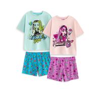 Monster High Girls Multicoloured Draculaura And Frankie Stein Multi-Pack of 2 Short Sleeve Short Leg Pyjama Set - 9-10 Years