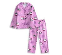 Monster High Girls Pink Long Sleeve Long Leg Pyjama Set | Collared Button-Up Sleepwear with Character Design | Cartoon Nightwear for Bedtime Merch