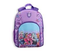 Monster High Girls Purple Backpack | Draculaura Frankie Stein Clawdeen Wolf Character Graphic | Zip Closure with Front Pocket & Padded Back Merch