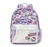 Monster High Girls Backpack | Pink & Silver Rucksack with Adjustable Straps | Reflective Pocket & Badge All Over Print Practical & Organised Luggage Sports School Bag | Doll TV Series Merchandise Gift