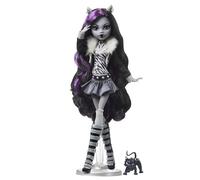 Monster High Mattel Doll, Clawdeen Wolf in Black and White, Reel Drama Collector, Horror Flick Theme, Toys and Gifts, Multicolor (HKN28)