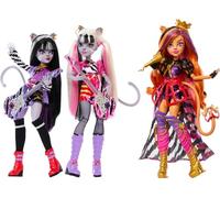 Monster High Mattel Dolls, the Hissfits Band Triple Pack with Toralei Stripe, Meowlody and Purrsephone