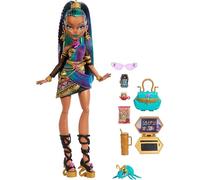 Monster High Nefera De Nile Doll, Royal Mummy in Dress with Pet Scarab Lavish and 7 Accessories like Purse, Laptop, Sunglasses, Drink and Snacks, JDR48