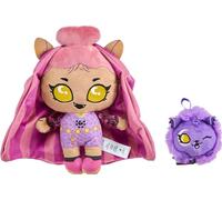 Monster High Mattel Plush Doll Set, Ghoul N Go Clawdeen Wolf 6.5-inch Plushie with Pet Dog Crescent & Kid-Sized Backpack
