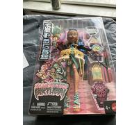 Monster High Scary Sweet Birthday Doll, Cleo De Nile in Golden Party Dress with Themed Accessories like Invite, Balloon, Gift, Lipstick and More, JBG76