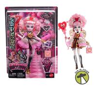 Monster High Scary Sweet Birthday Doll, Cupid Asteria in Pink and Red Party Dress with Themed Accessories like Invite, Balloon, Gift and More, JBG77