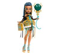 Monster High Scary Sweet Birthday Doll, Cleo De Nile in Golden Party Dress with Themed Accessories like Invite, Balloon, Gift, Lipstick and More, JBG76
