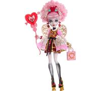 Monster High Scary Sweet Birthday Doll, Cupid Asteria in Pink and Red Party Dress with Themed Accessories like Invite, Balloon, Gift and More, JBG77
