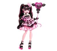 Monster High Scary Sweet Birthday Doll, Draculaura in Pink Party Dress with Themed Accessories like Invite, Balloon, Gift, Fan and More, JBG74