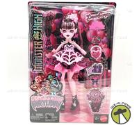 Monster High Scary Sweet Birthday Doll, Draculaura in Pink Party Dress with Themed Accessories like Invite, Balloon, Gift, Fan and More, JBG74