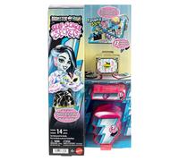 Monster High Self-Scare Secrets Frankie Stein Doll and Accessories Set with 13 Realistic Surprises like Hair Dye Kit and Gaming Console, JMG73