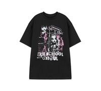 Monster High Womens Black T-Shirt | Old School Ghoul Graphic Tee | Short Sleeve Casual Top Characters Print | Cartoon Series Apparel for Fun Everyday Wear | MH Merch - Small