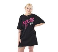 Monster High Womens Black Short Sleeved T-Shirt Dress | Spray Paint Graphic Tee Fashion Apparel | Trendy Goth Clothing for Women | Edgy Casual Wear for Teens & Adults