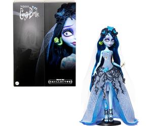Monster High Skullector Doll Corpse Bride Emily Collectible in Gothic Spiderweb Wedding Dress with Accessories Like Gauze Veil and Doll Stand