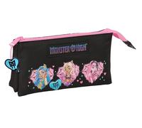 Monster HIGH - Triple Pencil Case, Children's Pencil Case, Ideal for School Age Children, Comfortable and Versatile, Quality and Resistance, 22 x 3 x 12 cm