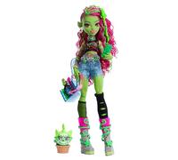 Monster High Venus McFlytrap Doll | Plant Monster in Graphic Tee with Pet Cat Chewlian & 7 Accessories like Backpack, Notebook, Snacks & More , HRP81