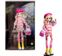 Monster High Wednesday Doll and Accessories, Enid Sinclair Collectible in Pink Fashion with Beret and Backpack, Doll Stand, HXJ05