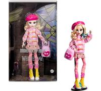 Monster High Wednesday Doll and Accessories, Enid Sinclair Collectible in Pink Fashion with Beret and Backpack, Doll Stand, HXJ05