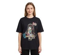 Monster High Womens Black Short-Sleeved T-Shirt Options Print Graphic Tee for Adults Brand Apparel | Cartoon TV Series Merchandise Gift