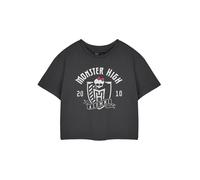 Monster High Alumni Women's Grey Cropped Short Sleeve T-Shirt | Graphic Tee for Ladies Logo Print Top | Short-Sleeved Alumni Apparel | Casual Wear for Her