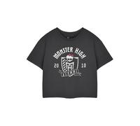 Monster High Womens Grey Alumni Cropped Short Sleeved T-Shirt - Small