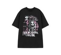 Monster High Womens Black T-Shirt | Old School Ghoul Graphic Tee | Short Sleeve Casual Top Characters Print | Cartoon Series Apparel for Fun Everyday Wear | MH Merch - Large