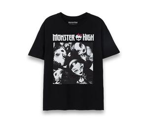 Monster High Womens T-Shirt | Ladies Dolls Short Sleeve Graphic Tee in Black | Classic Logo Monotone Character Short-Sleeve Apparel Crewneck Top | Fashion TV Show Merchandise Gift