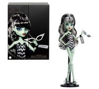 Monster High x Barbie Frankie Stein Doll with Original Barbie-Inspired Swimsuit and Solo in the Spotlight Black Evening Dress, Accessories, JHK28