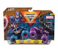 Monster Jam, Marvel Official Captain America Vs. Black Panther Die-Cast Monster Trucks, 1:64 Scale, Kids Toys for Boys and Girls Ages 3 and up