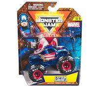 Monster Jam 2024 Marvel 1:64 Scale Diecast Series 1 Monster Truck with Flag: Captain America