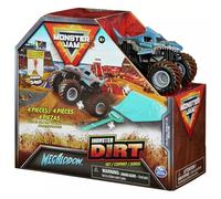 Monster Jam 4 Piece Playset With Monster Truck, Ramp, Roller Monster Jam excitement home - (Megalodon)