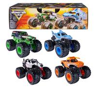 Monster Jam, All Stars 4-Pack Monster Trucks, Official Grave Digger, Megalodon, Dalmatian and El Toro Loco 1:64 Scale, Kids Toys for Boys Ages 3 and u