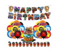 Monster Jam Birthday Decorations - Monster Truck Balloons, Cake Decorations & Banners