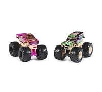 Monster Jam Die-Cast Monster Trucks, 1:64 Scale, Kids Toys for Ages 3 and up 2 Pack Series 24 (Grave Digger vs Calavera Series 19)