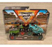 Monster Jam Double Pack Grave Digger Vs 'W' Whiplash 1:64 Trucks New Sealed