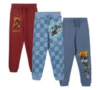 Monster Jam Grave Digger El Toro Loco Megalodon Little Boys Fleece 3 Pack Jogger Pants Dusty Red/Slate Blue 6
