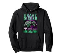 Monster Jam Grave Digger Green and Purple Collage Pullover Hoodie