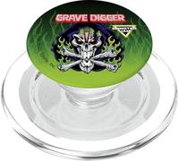 Monster Jam Grave Digger Skull Logo Green Flames Motorsports PopSockets PopGrip for MagSafe